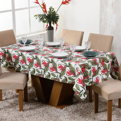 Toalha de Mesa Jacquard - Flor Vermelha