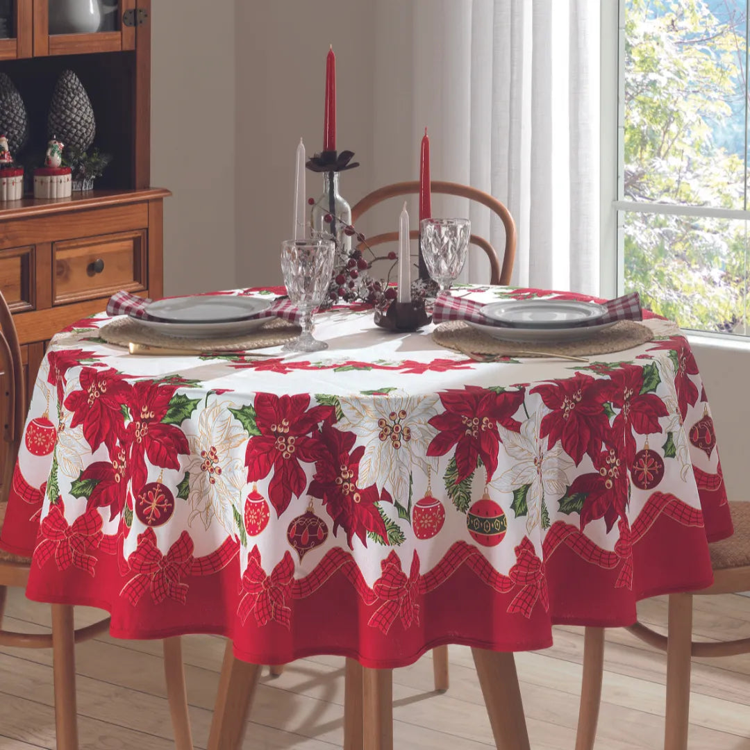 Toalha de Mesa Natalina Redonda - Vermelho