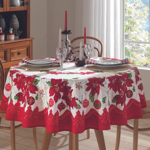 Toalha de Mesa Natalina Redonda - Vermelho