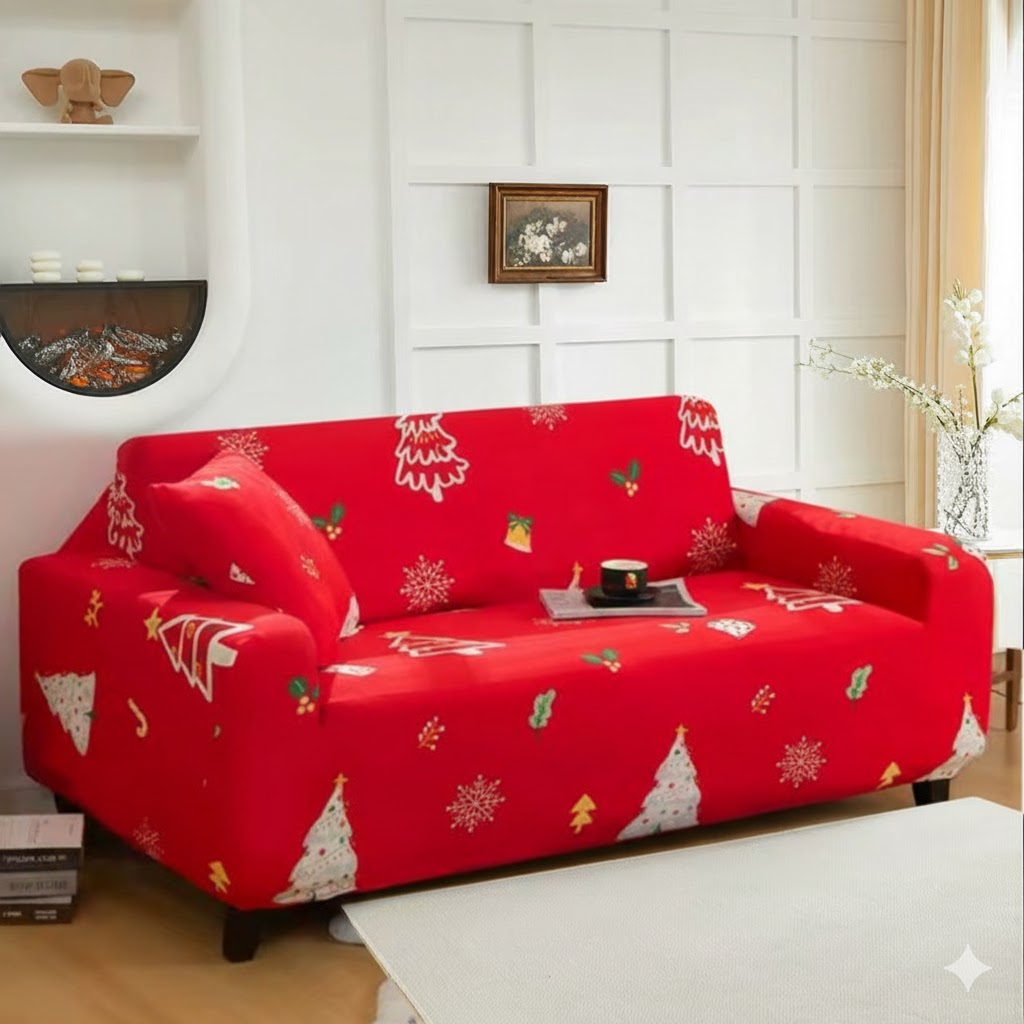 Capa de Sofá  Natalina  Spandex Special - Vermelho Encantado