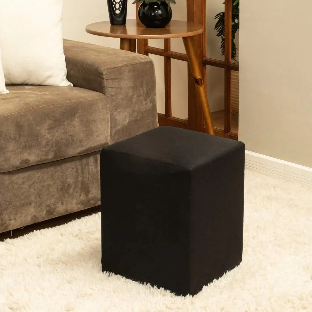 Kit 2 Capa para Puff Quadrado - Sueter e Preto