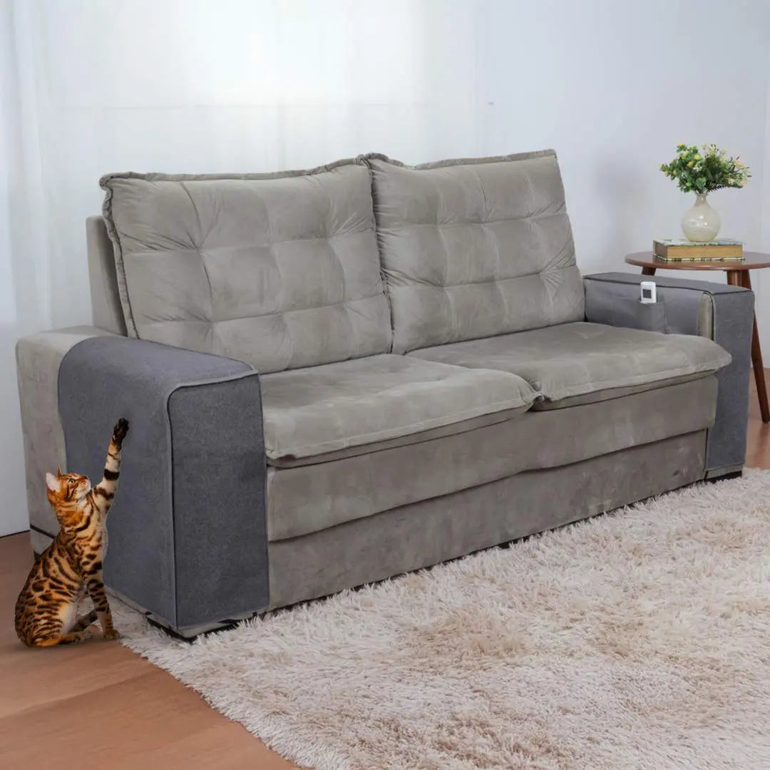 Protetor Braço de Sofá Arranhador para Gatos Kit 2 - Cinza