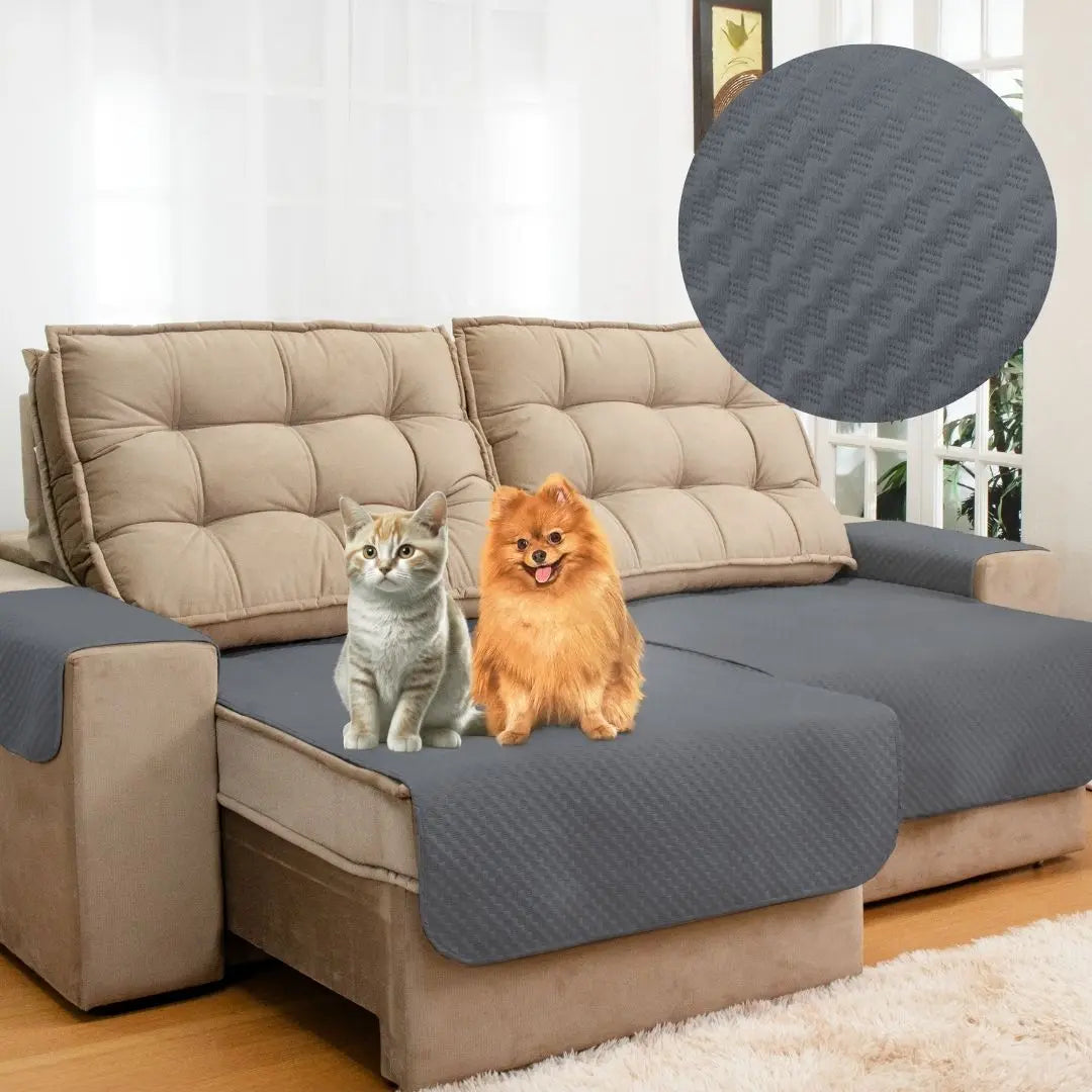 Capa Protetora Arranhão Gato Sofá Retrátil Boutique - Cinza Escuro