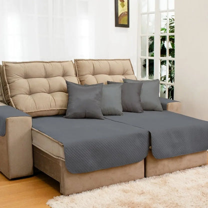 Capa Protetora Arranhão Gato Sofá Retrátil Boutique - Cinza Escuro