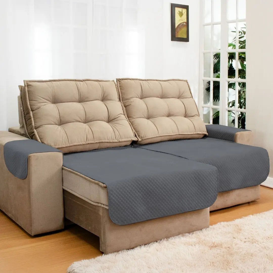 Capa Protetora Arranhão Gato Sofá Retrátil Boutique - Cinza Escuro